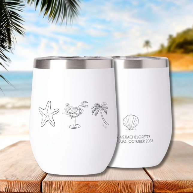 Junggeselinnen-Abschied Thermal Wine Tumbler (Beach Bachelorette Party Thermal Wine Tumbler)