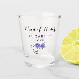 Junggeselinnen-Abschied Trauzeugin Hochzeit Lila Schnapsglas