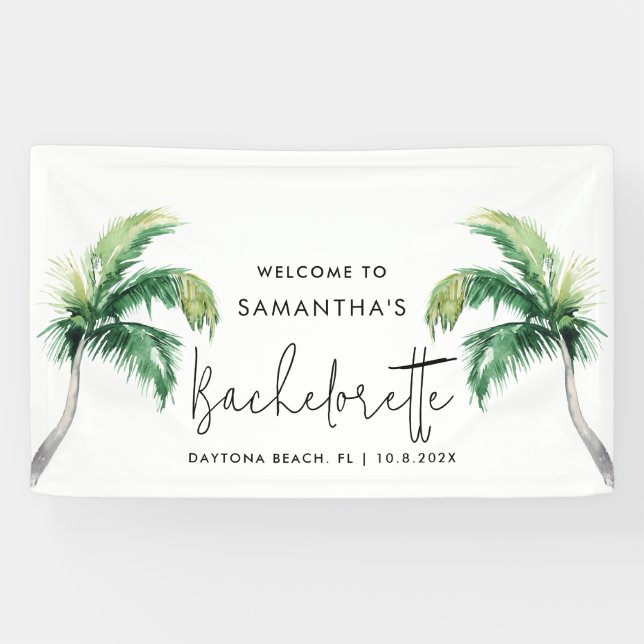 Junggeselinnen-Abschied Tropical Palm Tree Willkom Banner (Horizontal)