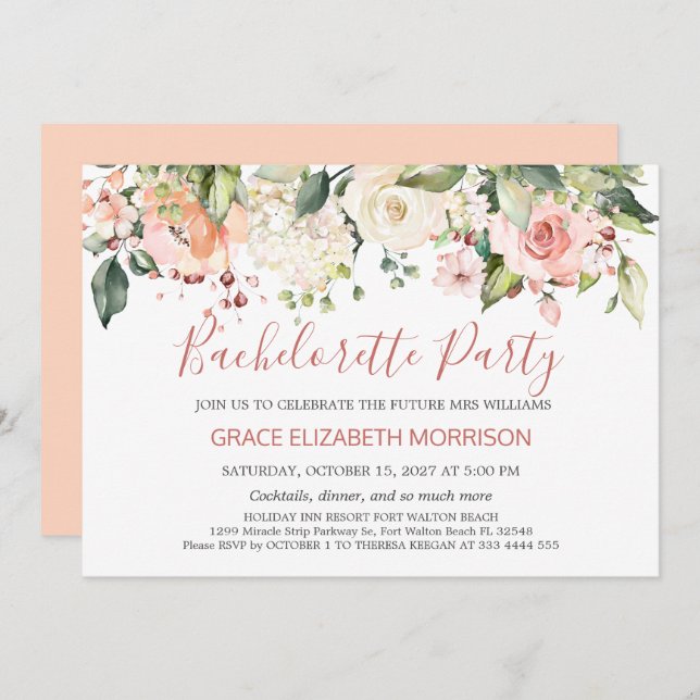 Junggeselinnen-Abschied Wasserfarben Einladung (Vorne/Hinten)