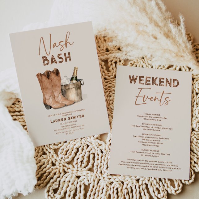 Junggeselinnen-Abschied Watercolor Nash Bash Einla Einladung (Von Creator hochgeladen)