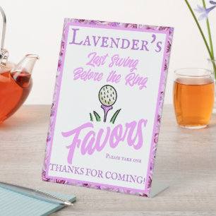 Junggeselinnen-Abschied Wedding Golfing Lavender L Sockelschild