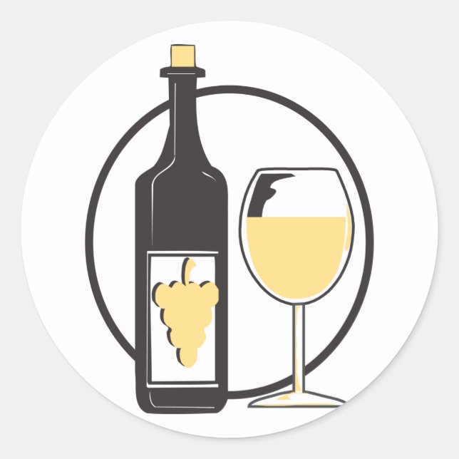 Junggeselinnen-Abschied/Weißwein Runder Aufkleber (Vorderseite)