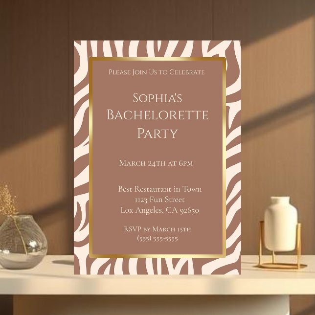 Junggeselinnen-Abschied-Zebra Print-Mousse Einladung (Bachelorette Party-Zebra Print-Mousse Invitation)