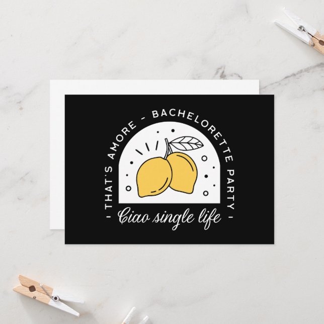 Junggeselinnen-Abschied Zitronenfrucht Thema schwa Einladung (Vorderseite/Rückseite Beispiel)