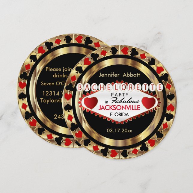 Junggeselinnen-Abschieds-Einladung - DIY Stadt u. Einladung (Vorne/Hinten)