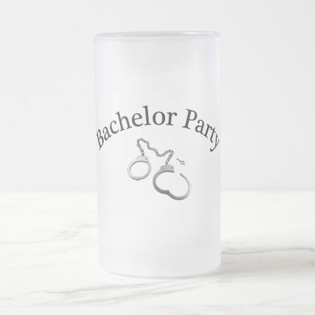 Junggeselle-Party (Handschellen) Mattglas Bierglas (Mittel)