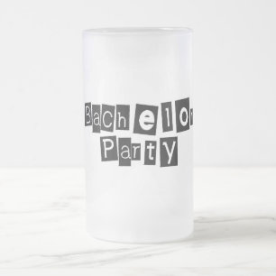 Junggeselle-Party (Quadrat-Schwarzes) Mattglas Bierglas