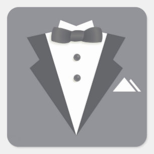 Junggeselle-Party-Schwarz-Anzugs-Aufkleber Quadratischer Aufkleber