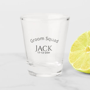 Junggesellen-Team-Name Datum Jahr fett gedruckter Schnapsglas