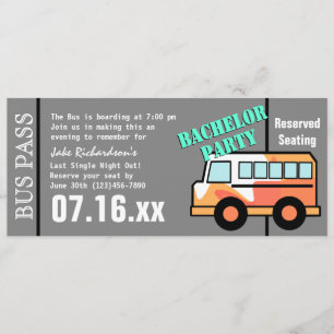 Junggesellenabschied Buspass Orange Einladung