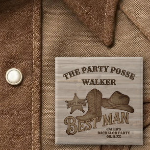 Junggesellenabschied Cowboy Party Posse Trauzeuge Button