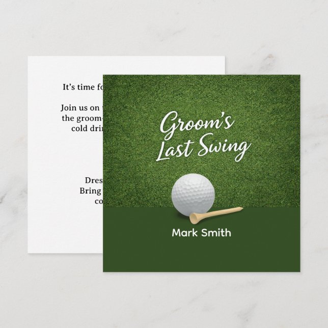 Junggesellenabschied Golf auf Grün Einladung (Vorne/Hinten)