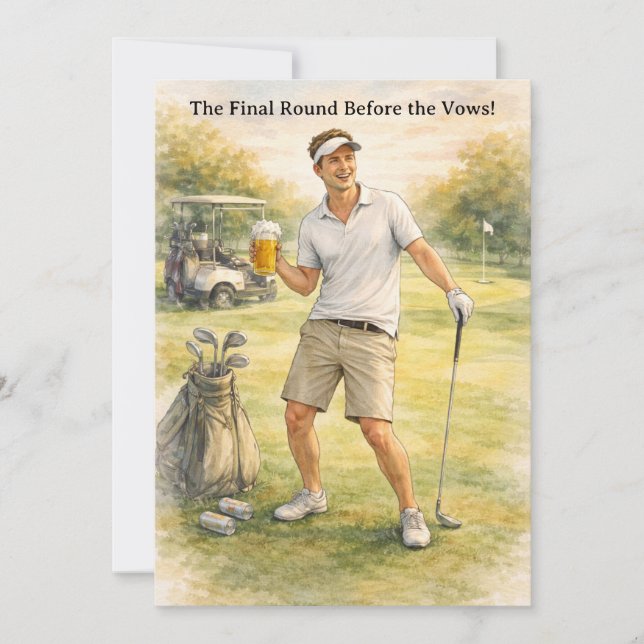 Junggesellenabschied Golf Feier Einladung (Vorderseite)