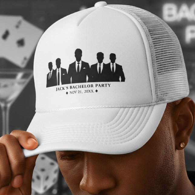 Junggesellenabschied Männer im Anzug Weiß Truckerkappe (Men in Suits Bachelor Party White Trucker Hat
)