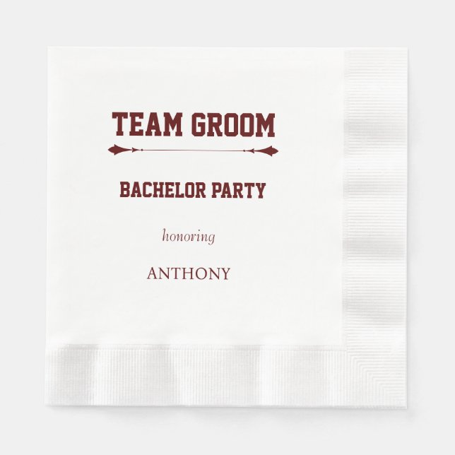 Junggesellenabschied Maroon Team Groom Serviette (Vorderseite)
