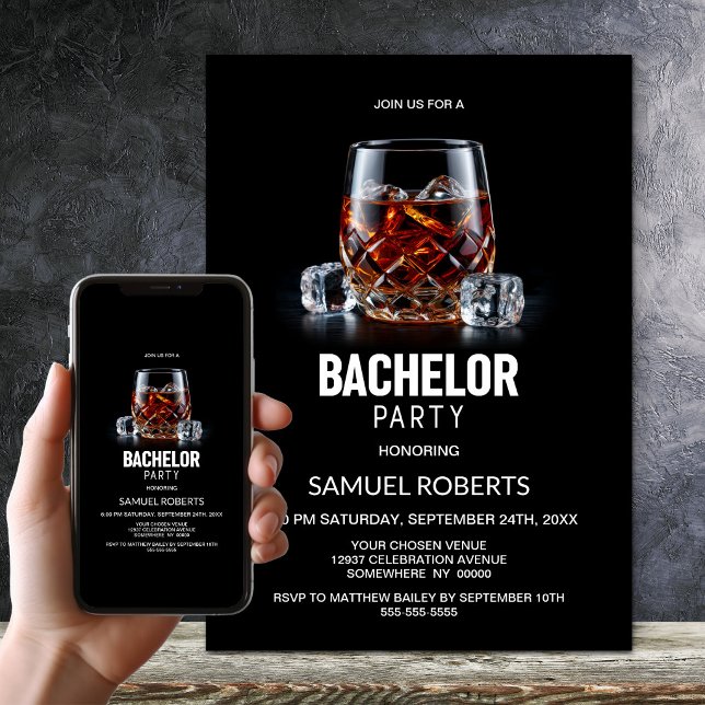 Junggesellenabschied mit Whiskeyglas Einladung (Von Creator hochgeladen)