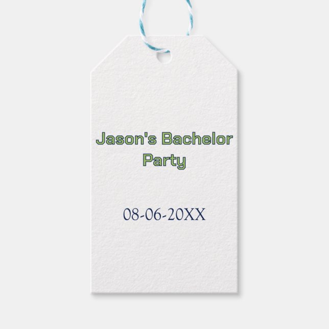 Junggesellenabschied Name Datum einfach minimal Tr Geschenkanhänger (Vorderseite)