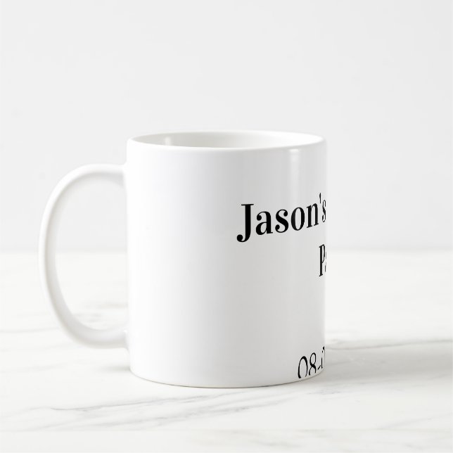 Junggesellenabschied Name Datum einfach minimal Tr Kaffeetasse (Links)