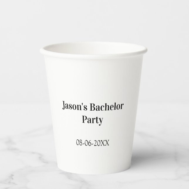 Junggesellenabschied Name Datum einfach minimal Tr Pappbecher (Vorderseite)