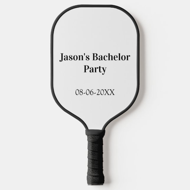 Junggesellenabschied Name Datum einfach minimal Tr Pickleball Schläger (Vorderseite)