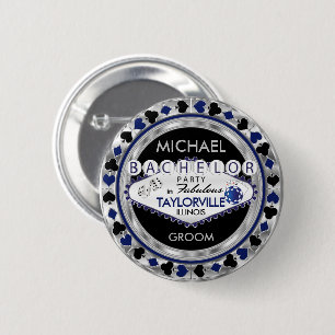 Junggesellenabschied Poker Chips - Dunkelblaue Tas Button