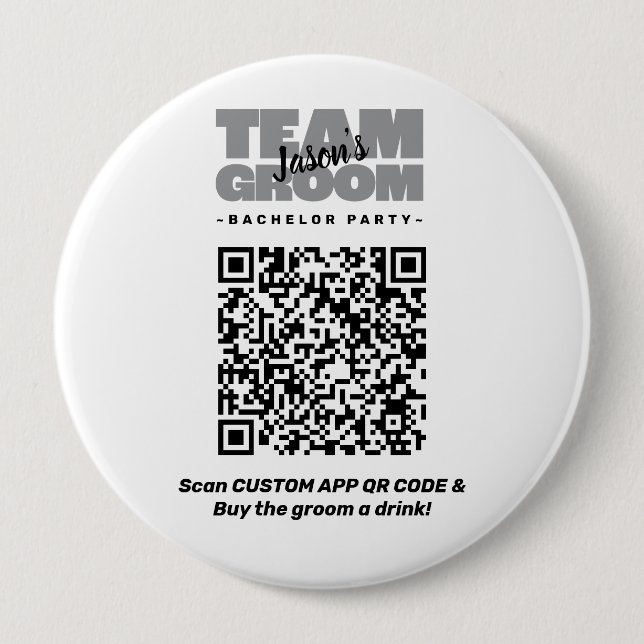 Junggesellenabschied QR Code Getränk kaufen Team B Button (Vorderseite)