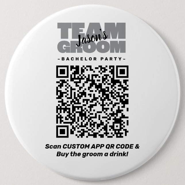 Junggesellenabschied QR Code Getränk kaufen Team B Button (Vorderseite)