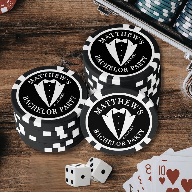 Junggesellenabschied Schwarz-Weiß-Smoking Pokerchips (Bachelor Party Black White Tuxedo Poker Chips)