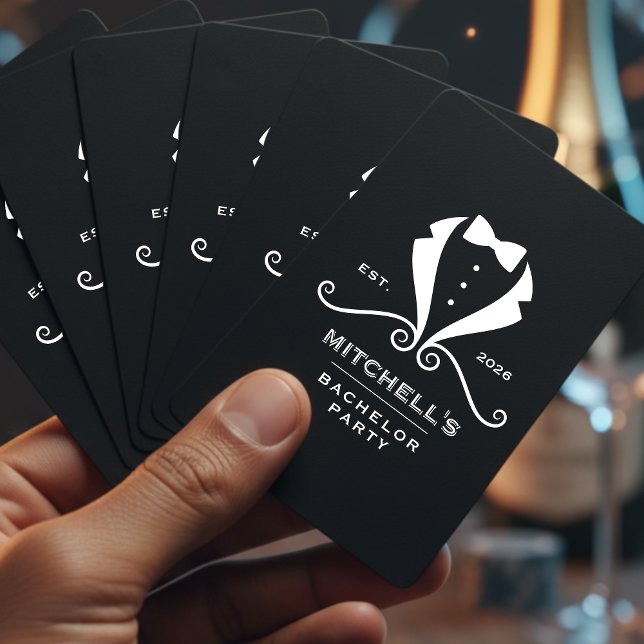 Junggesellenabschied Smoking Anzug Fliege Schwarz  Spielkarten (Bachelor Party Tuxedo Suit Bowtie Black Wedding Poker Cards
)