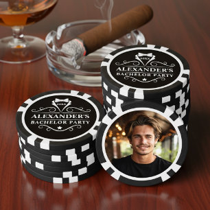 Junggesellenabschied Tuxedo Krawatte Foto Schwarz Pokerchips