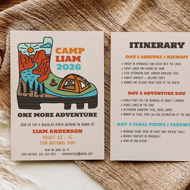 Junggesellenabschied Wochenende Einladung zum Camp (Von Creator hochgeladen)