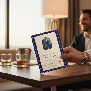 Junggesellenabschieds-Einladung im Navy-Pinstripe- Einladung