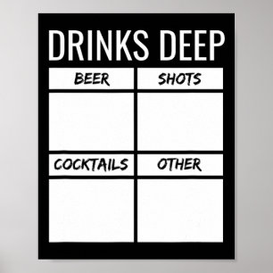 Junggesellenparty-Getränke Tief-Trink-Strichliste  Poster