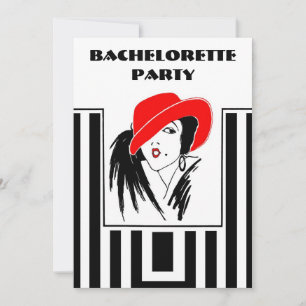 Junggesellinnen-Abschied-Art-Deco-Einladungen Einladung