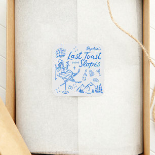 Junggesellinnen-Abschied auf Skiern: Letzter Toast Quadratischer Aufkleber