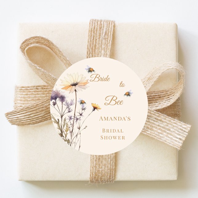Junggesellinnen-Abschied Braut zur Biene Wildblume Runder Aufkleber (Von Creator hochgeladen)