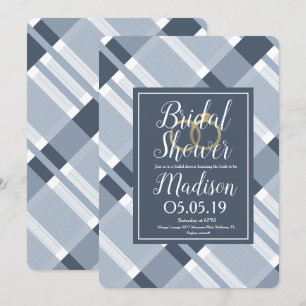 Junggesellinnen-Abschied Dusty Blue Navy Karo Foli Einladung