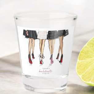 Junggesellinnen-Abschied-Fashion-Illustration aus  Schnapsglas