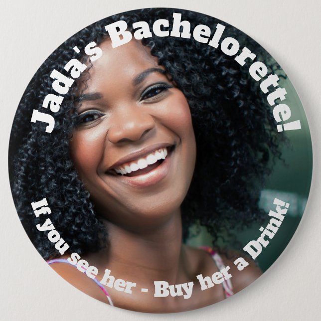 Junggesellinnen-Abschied Foto Pinback Button, RIES Button (Vorderseite)