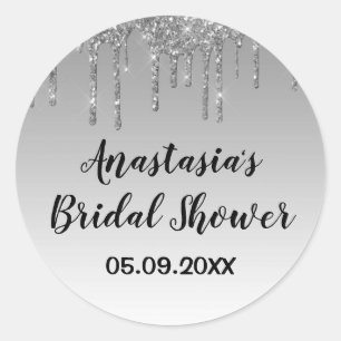 Junggesellinnen-Abschied Grau & Silber Glittertrop Runder Aufkleber