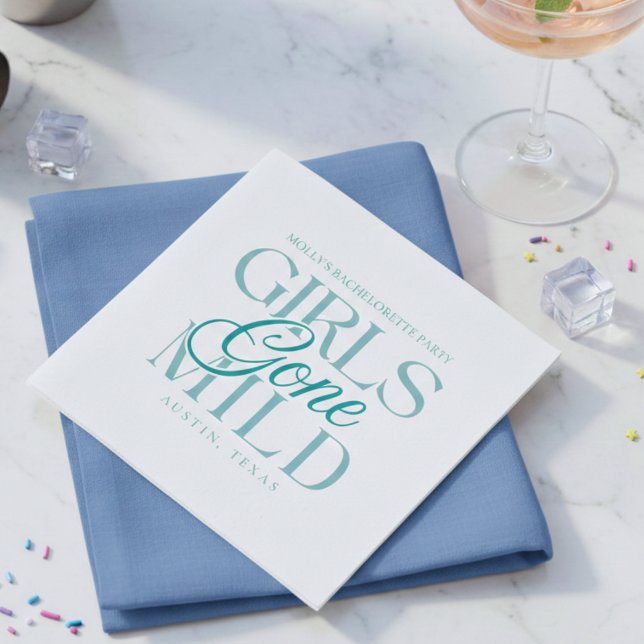 Junggesellinnen-Abschied in Blau Serviette (Girls Gone Mild Blue Bachelorette Napkins)