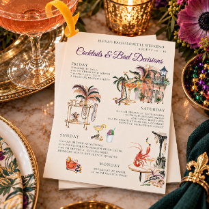 Junggesellinnen-Abschied mit Cocktails und schlech Einladung