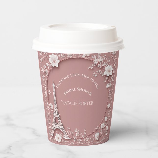 Junggesellinnen-Abschied Paris Eiffelturm Rosa Pappbecher (Vorderseite)