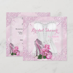 Junggesellinnen-Abschied Pink Rose High Heel Spitz Einladung