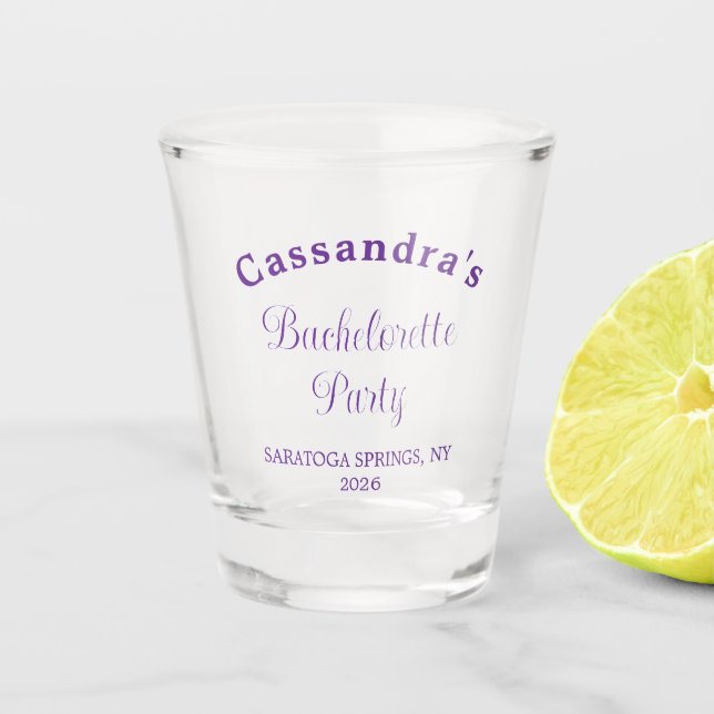 Junggesellinnen-Abschied Retro Moderne Lila Elegan Schnapsglas (Vorderseite)