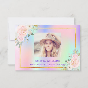 Junggesellinnen-Abschied rosa lila Foto floral hol Dankeskarte