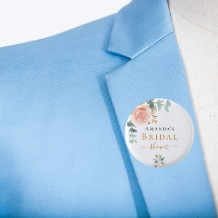 Junggesellinnen-Abschied rose-goldene Blumen-Eukal Button