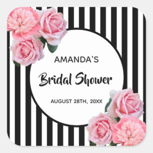 Junggesellinnen-Abschied schwarze weiße Streifen r Quadratischer Aufkleber