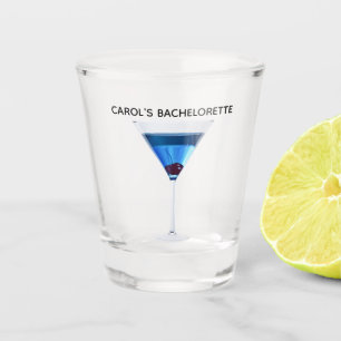 Junggesellinnen-Abschiedsparty bluer Martini-Cockt Schnapsglas